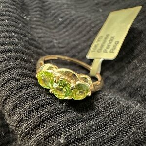 Three Stone Peridot Ring (1.05 cts)- 10K YG
